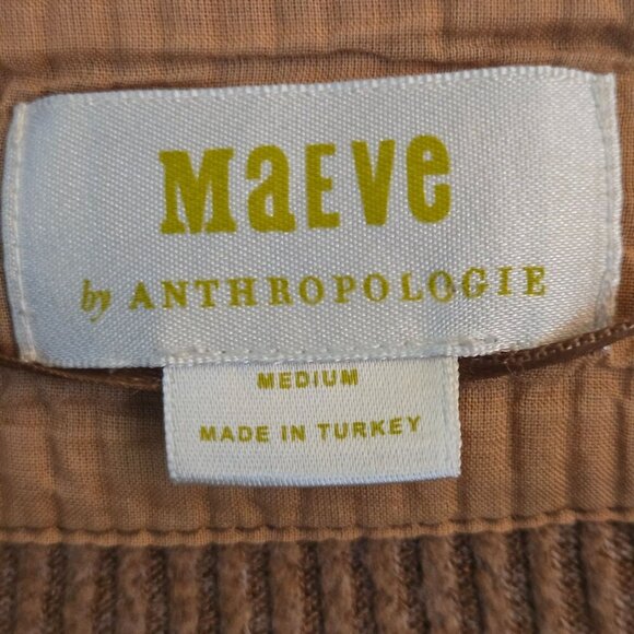 Anthropologie Maeve Ingrid Cocoon Cardigan Cedar Tan Ribbed Open Front Size M - Picture 9 of 10